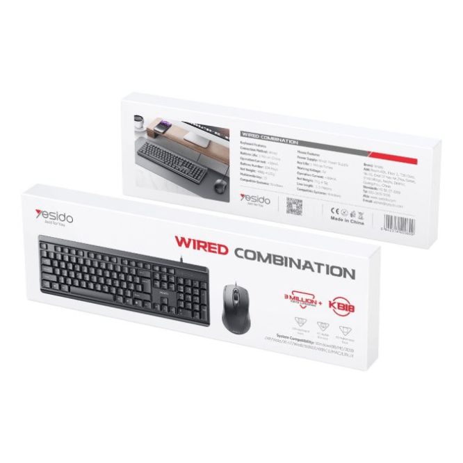 YESIDO KB18 USB Interface Wired Keyboard and Mouse Set