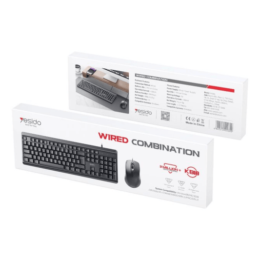 YESIDO KB18 USB Interface Wired Keyboard and Mouse Set